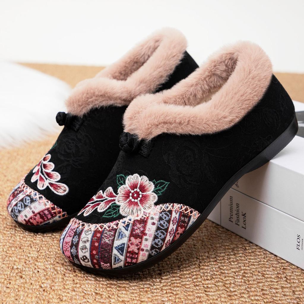 Shoes cotton shoes snow boots large size embroidered boots ethnic wind cotton boots thickened short boots