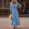 Long Sleeve Maxi Dress for Women Loose Fit Casual Style Vestidos De Mujer V Neck Dresses for Women 2026 Comfortable Daily Wear