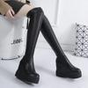 Fashion Long Boots for Women Very Heel Autumn Elastic Comfortable and Elegant Knee High Shaft Shoes Woman Designer Luxury Y2k Goth Pu 39