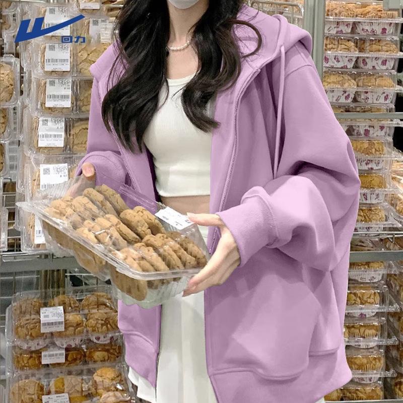 

Women s Loose Fit Hooded Zip-Up Sweatshirt Jacket XL