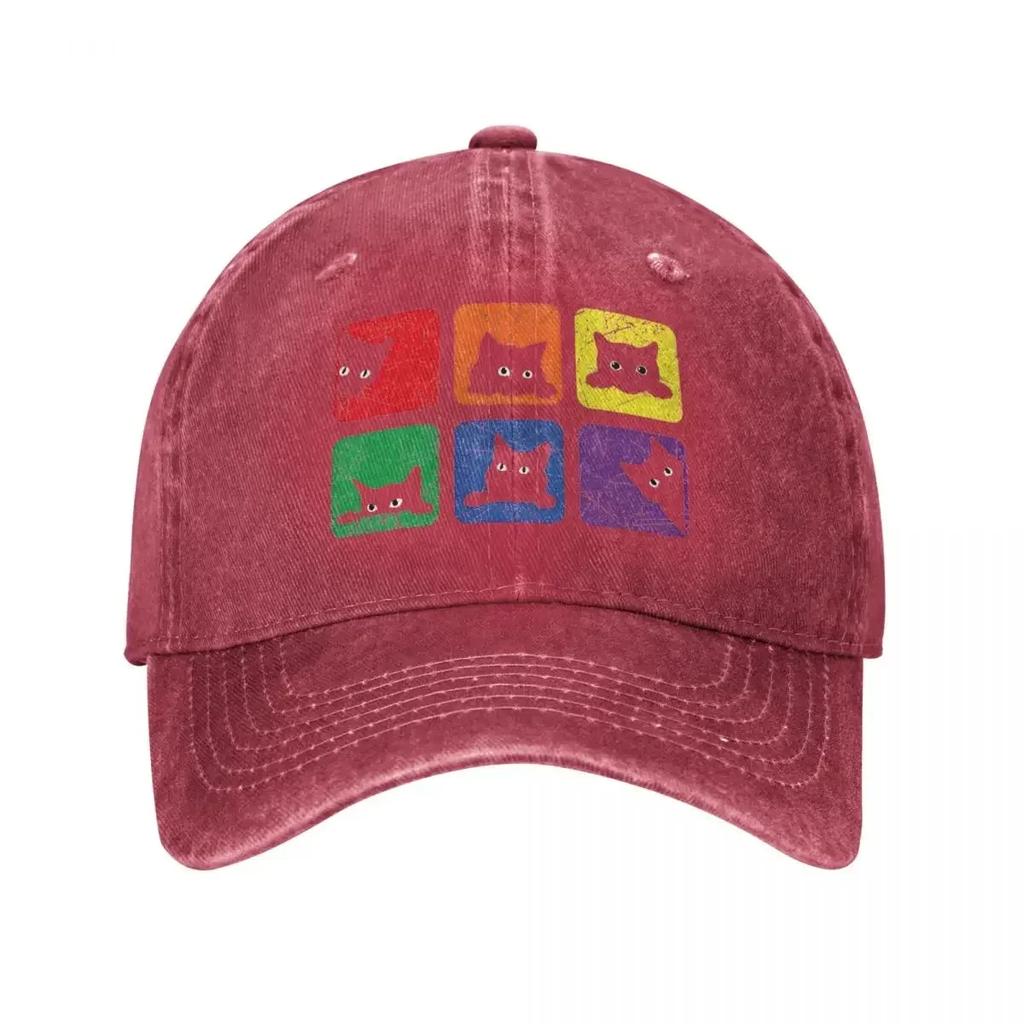Klassische Lustige Katzen Stolz Katzenliebhaber Lgbt Katzenliebhaber Baseballkappen Unisex Stil Used Denim Kopfbedeckung Outdoor Golfmützen Kappe
