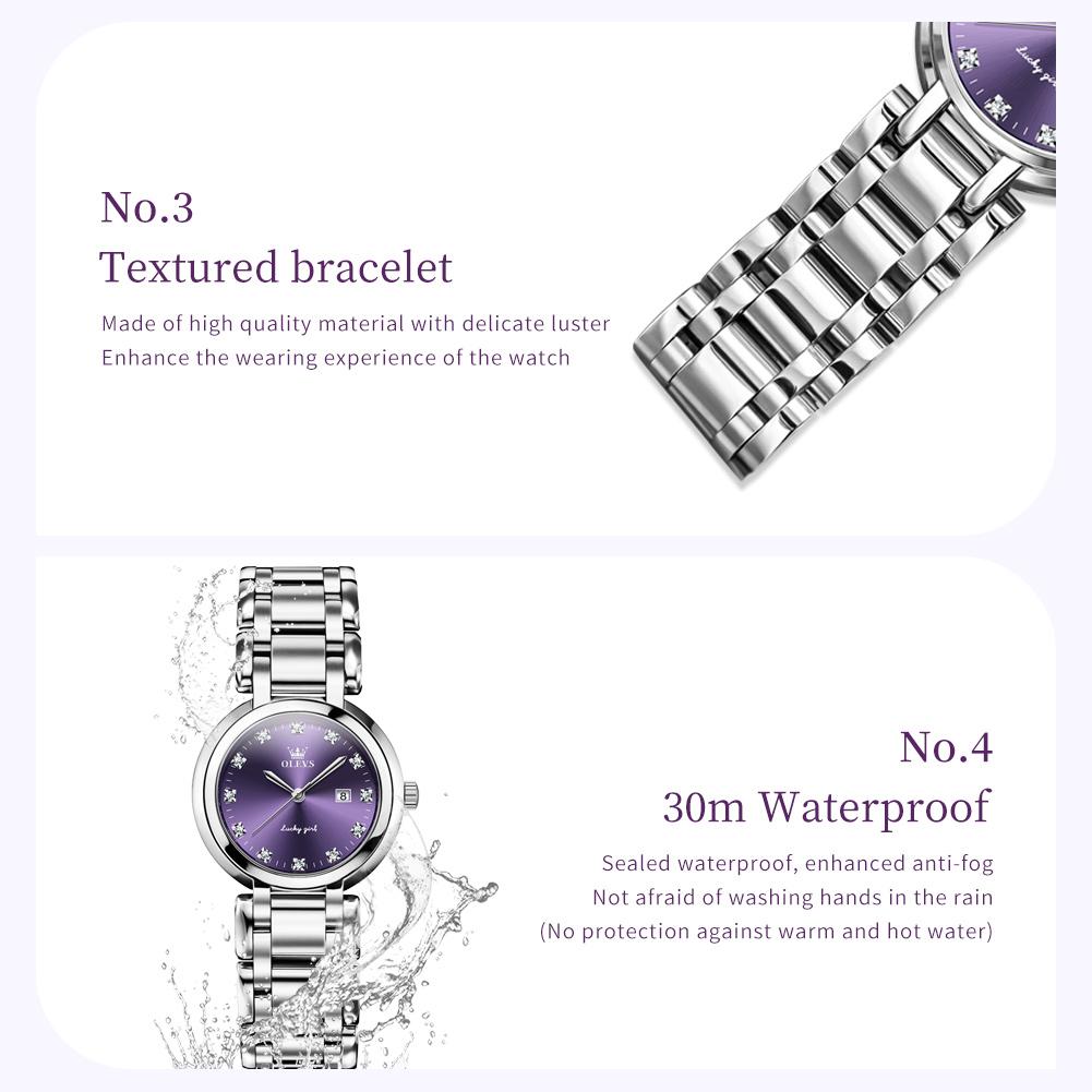 OLEVS Damenuhren Mode Leichter Luxus Original Armbanduhr Wasserdicht Leuchtend Quarz Damen Chronograph Datumsuhren