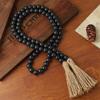 Wood Bead Garland 58 Inch Black Wooden Beads for Boho Farmhouse Table Home Decor with Tassel, Wooden Prayer Bead, Rustic Country Boho Wall Hanging