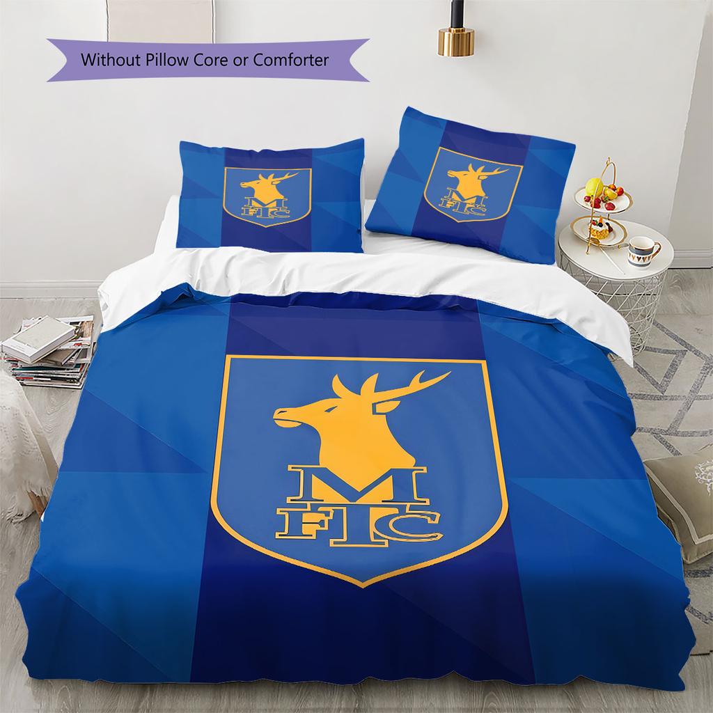 MansfieldFC Muster Bettwäsche Steppdecke Set Bettbezug Kissenbezug Heimdekoration Geburtstagsgeschenk (1 Bettbezug + 2 Kissenbezüge, ohne Füllung)