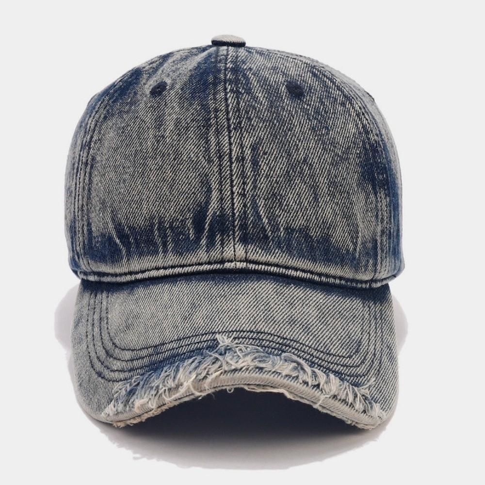 

Adjustable Duckbill Hat Breathable Sun Protection Cap Casual Washed Baseball Cap Denim Dark Blue