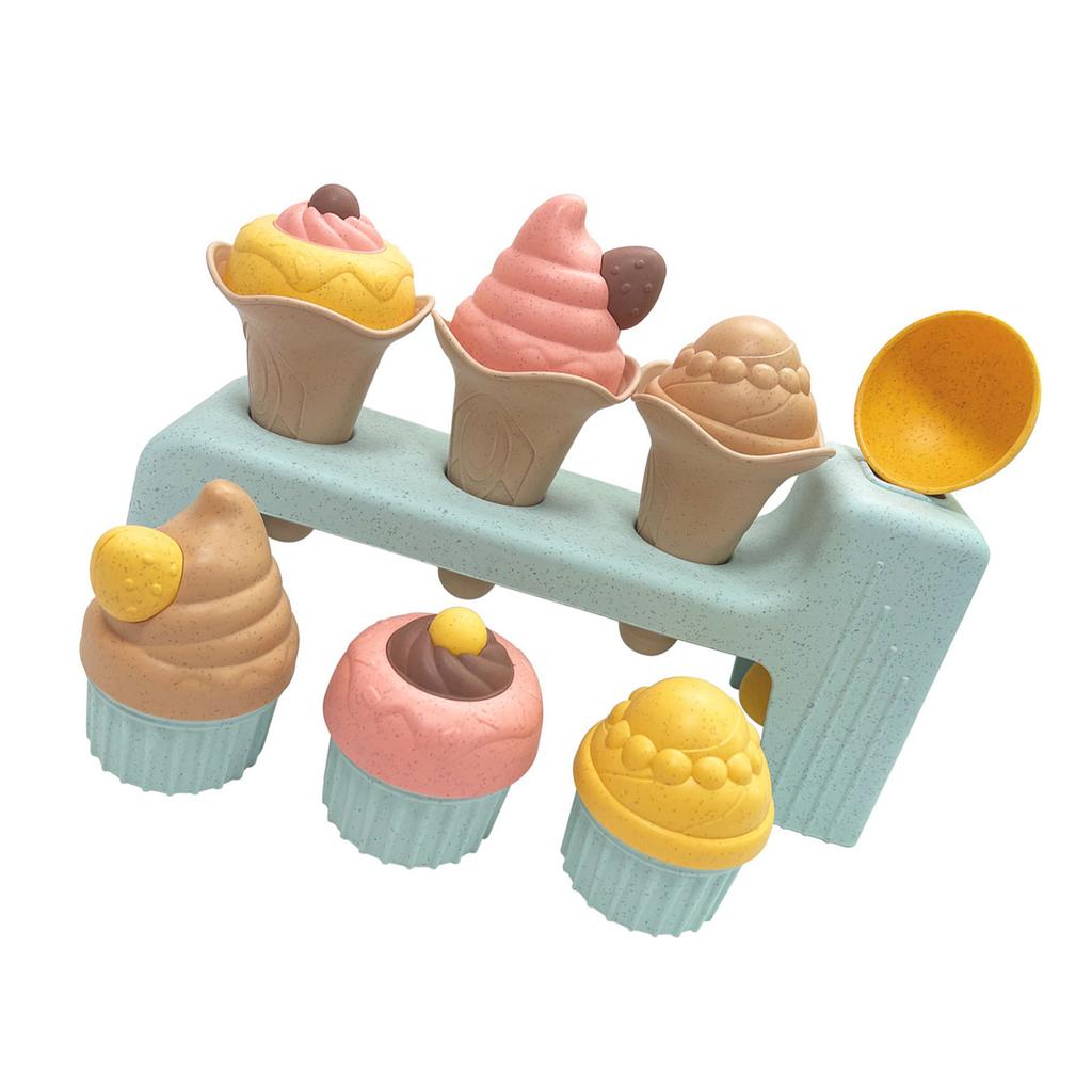 Washable Ice Cream Pretend Play Accessories Safe Educational Sand Play Set Toy For Preschooler Wheat Straw Sandpit Toy