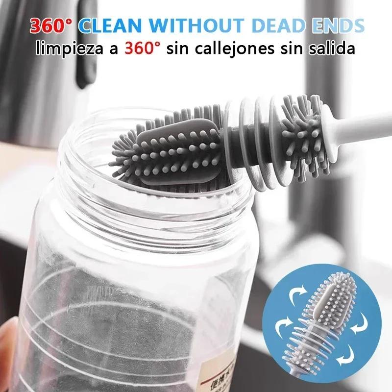 3pcs Silicone Bottles Brush Baby Bottles Clean Brushes Long Cleaning Brush Cup Brush for Scrubbing Useful Cleaning Product for Home