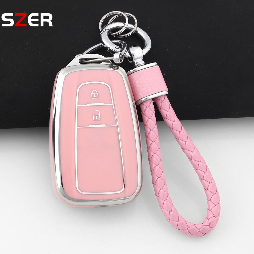 2 Buttons For Toyota Prius Camry Corolla Chr C-Hr Rav4 Land Cruiser Prado Tpu Car Key Case Cover Shell Fob Keychain Accessories
