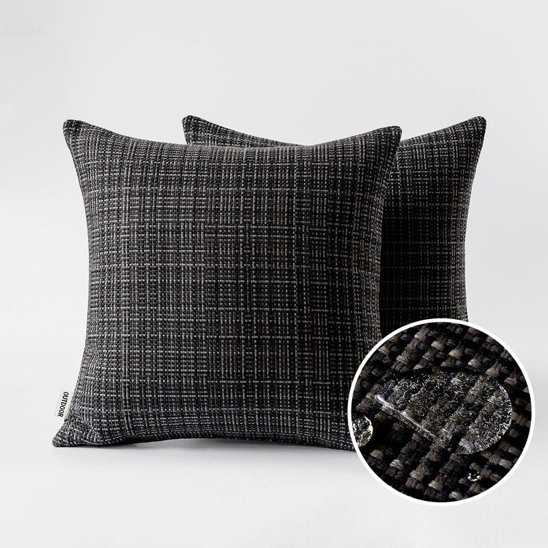 Waterproof Textile Outdoor Throw Pillow Covers Stripe Square Pillowcases Modern Cushion Cases for Patio Couch Bench 45X45CM