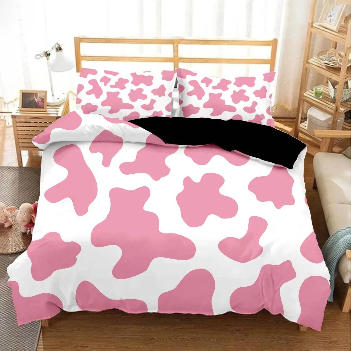 Black And White Milk Pattern Bedding Set Simple Style Soft And Comfortable Duvet Cover Set 2/3-Piece Children s Duvet Cover Set 135x200cm