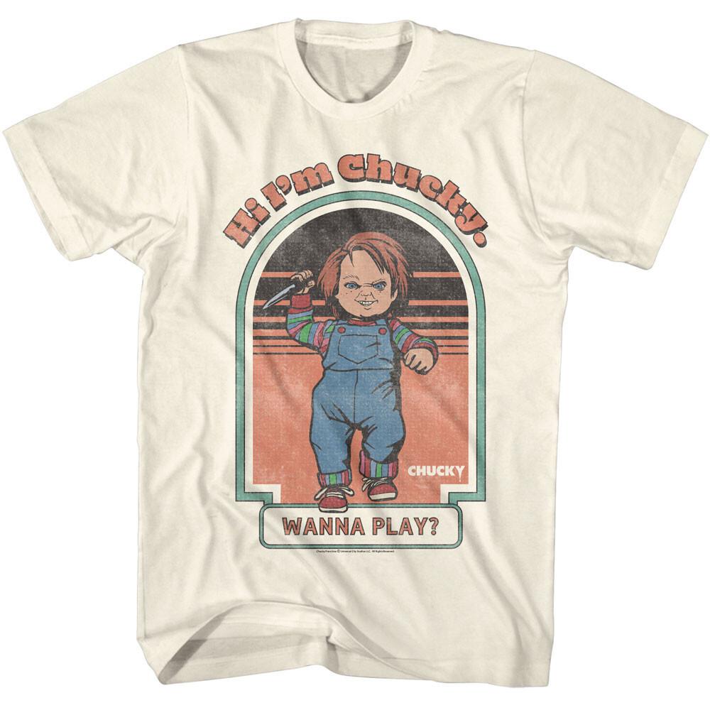 Childs Play Chucky With Knife Hi I m Chucky Wanna Play Men T Shirt XL