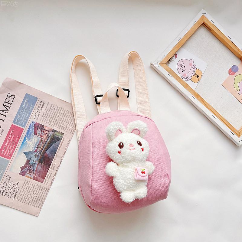 Adorable Children's Mini Backpack Soft Plush Rabbit Design Lightweight Shoulder Bag