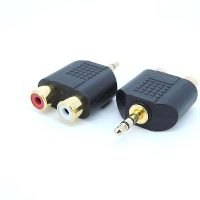 Vergoldeter 3-poliger Stereo-AUX-Stecker 3,5 mm auf 2 Cinch-Buchsen Audio-Adapter-Splitter-Anschluss für PC-Lautsprecher, Kopfhörer
