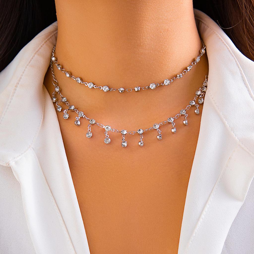 Sexy Geometric Beach Bikini Body Chain, Simple Rhinestone Fringed Single-Layer Waist Chain For Women