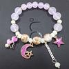 Korean Version of Chalcedony Glazed Moon Star Pendant Bracelet Burst Stone Crystal Bracelet Women's Handmade Beaded Hand Jewelry