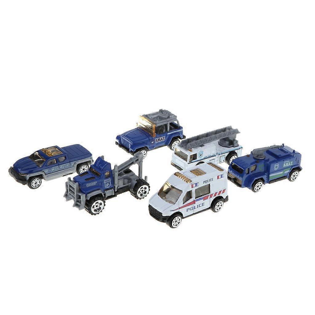 6 Stück Kinder Spielzeug Modell Legierung Druckguss Auto 1:64 Fahrzeugmodelle Set Sammlung Geschenk - Polizeiautos