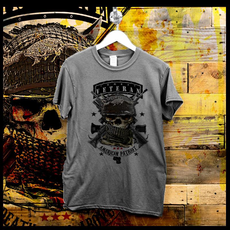 

Combat Veteran WW2 Helmet Military Infantry Iraq Afghan War Combat Vet Tee Unisex T-Shirt XXL