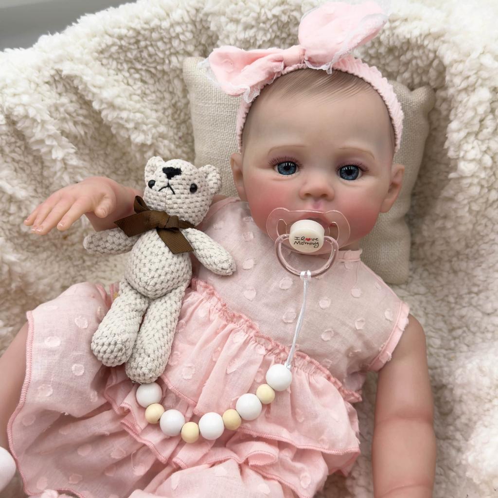 Reborn Baby Doll 18inch Meadow Newborn Baby Size Real Picture Full Vinyl Body Girl Washable 3D Skin Visible Veins Doll Toy
