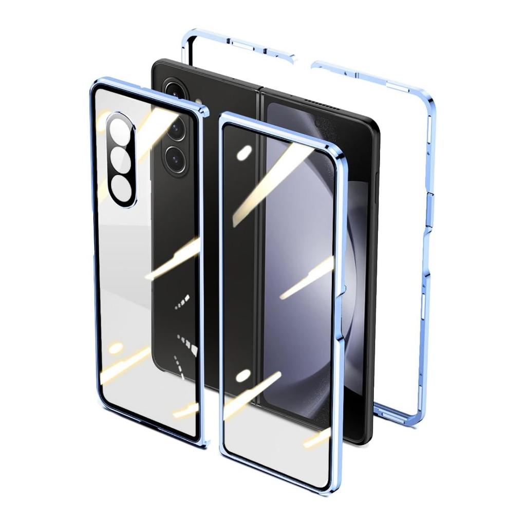 Suitable for Samsung Z Fold6 Mobile Phone Case Fold5  Magneto Folding Glass Metal Magnetic Guardrail Clip Cover