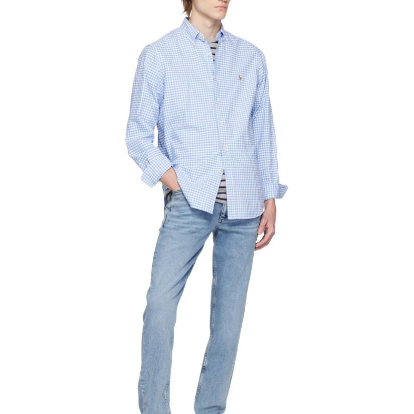 Polo Ralph Lauren SS24 Checkered Button-Down Long Sleeve Shirt Men shirts Blue 710906612-004