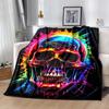 1 Stück leichte Flanelldecke mit Totenkopfmuster, Bequeme und warme Decke, für Sofa, Bett, Couch, Büro, Geeignet als Geschenkdecke