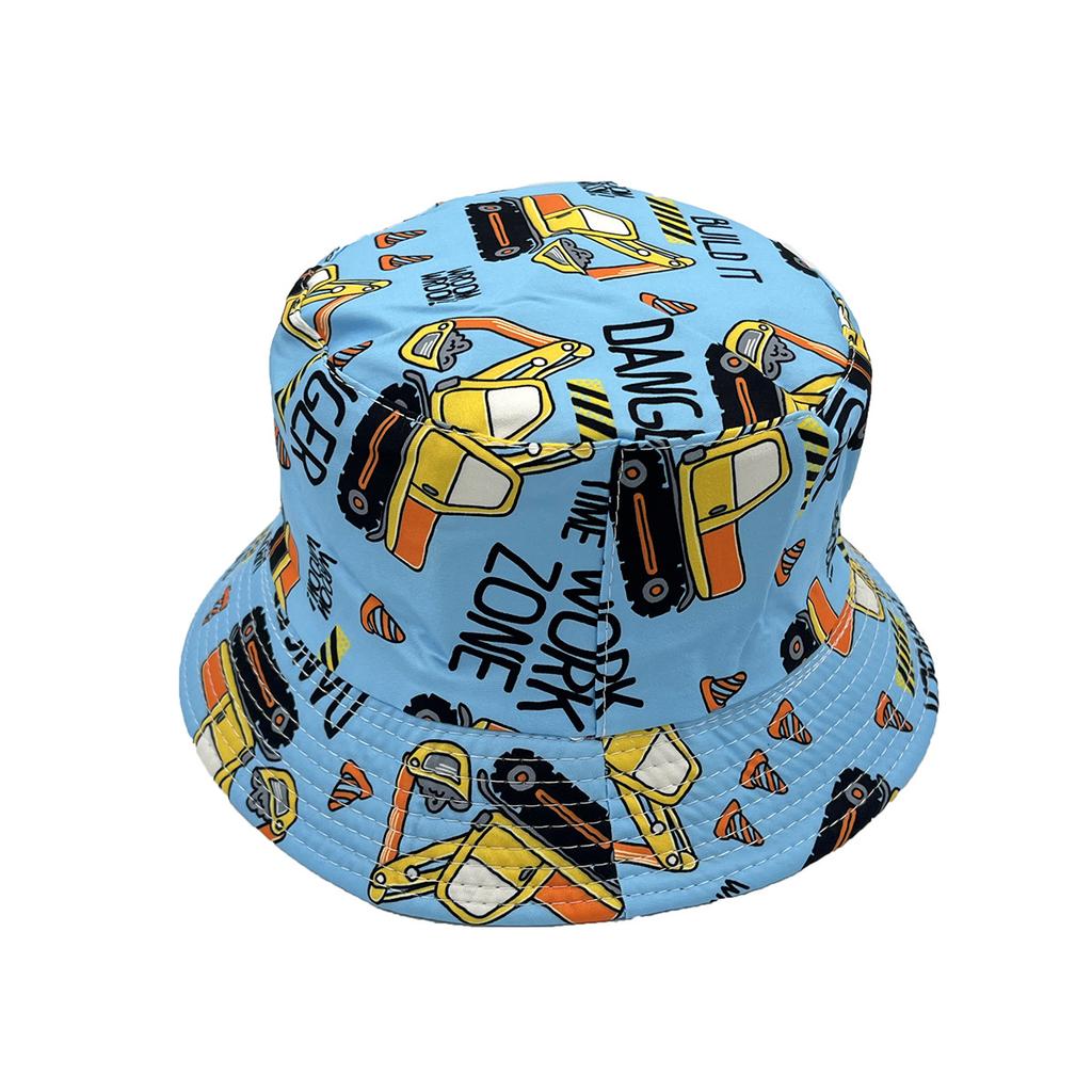 Cartoon excavator pattern versatile children's bucket hat outdoor leisure sun hat CM