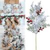 Artificial Christmas Flowers With Red Berry Stems, Fake Norfolk Garland Branches For Winter Decor, Faux Christmas Garland Tree Picks And DIY Crafts