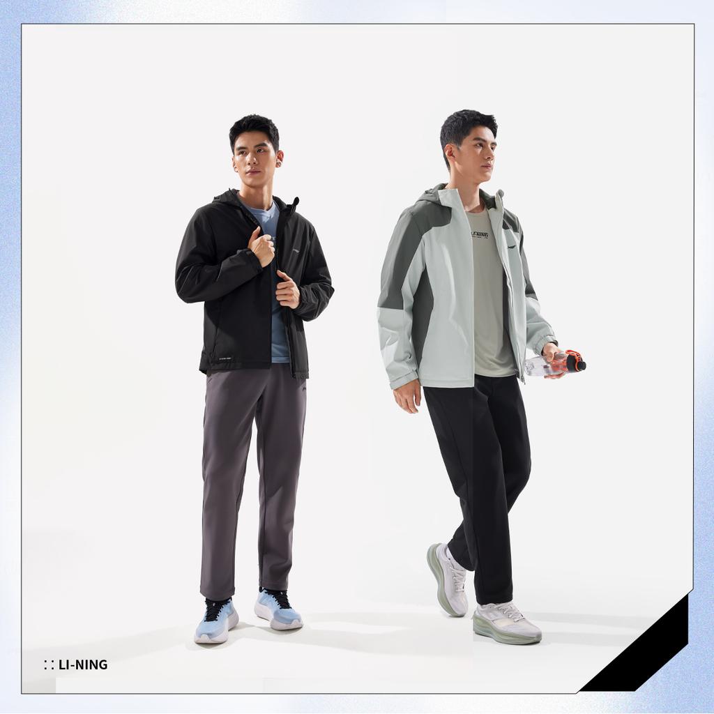 Li-Ning Fitness Series Windproof Water-Repellent Three-Dimensional Anti-Static Hooded Windbreaker Men Outerwear AFDVG61-3