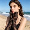 Bridal Lace Gloves Five-Finger Sheer Wedding Gloves Elegant Long Short Mesh Gloves for Women Tea Party Cocktail Party Prom