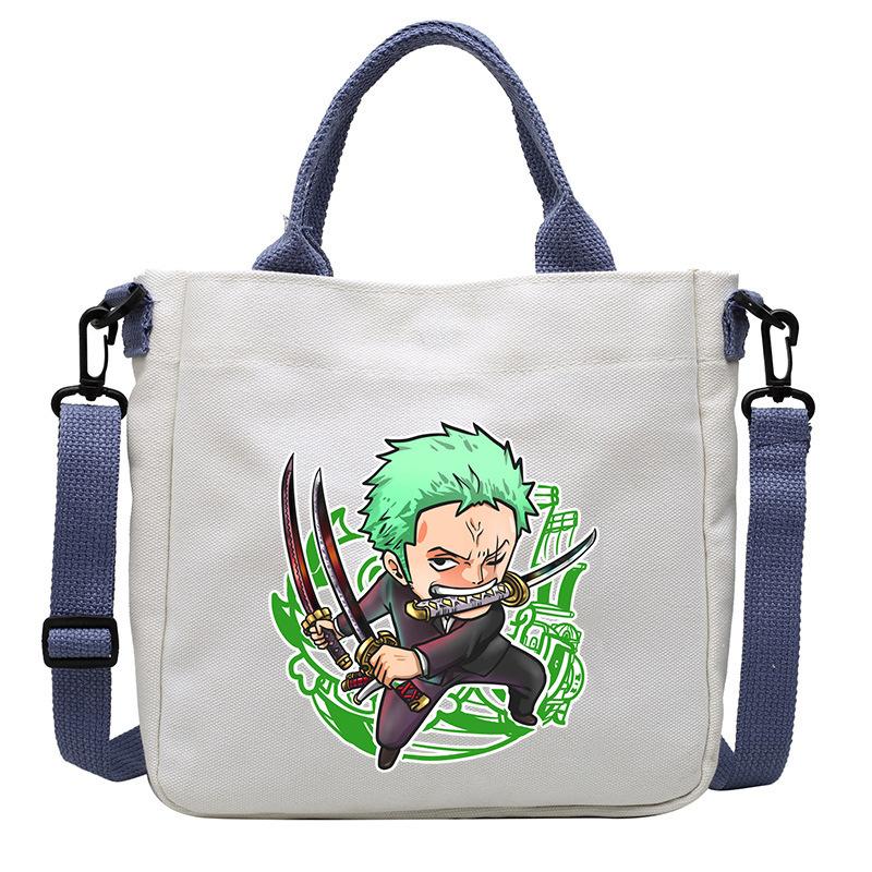 One Piece Canvas Bags Luffy Cartoon Anime Figures Print Shoulder Bag Outdoor Large Capacity Trendy Crossbody Handbag Gifts Poseable Articulated Scale
