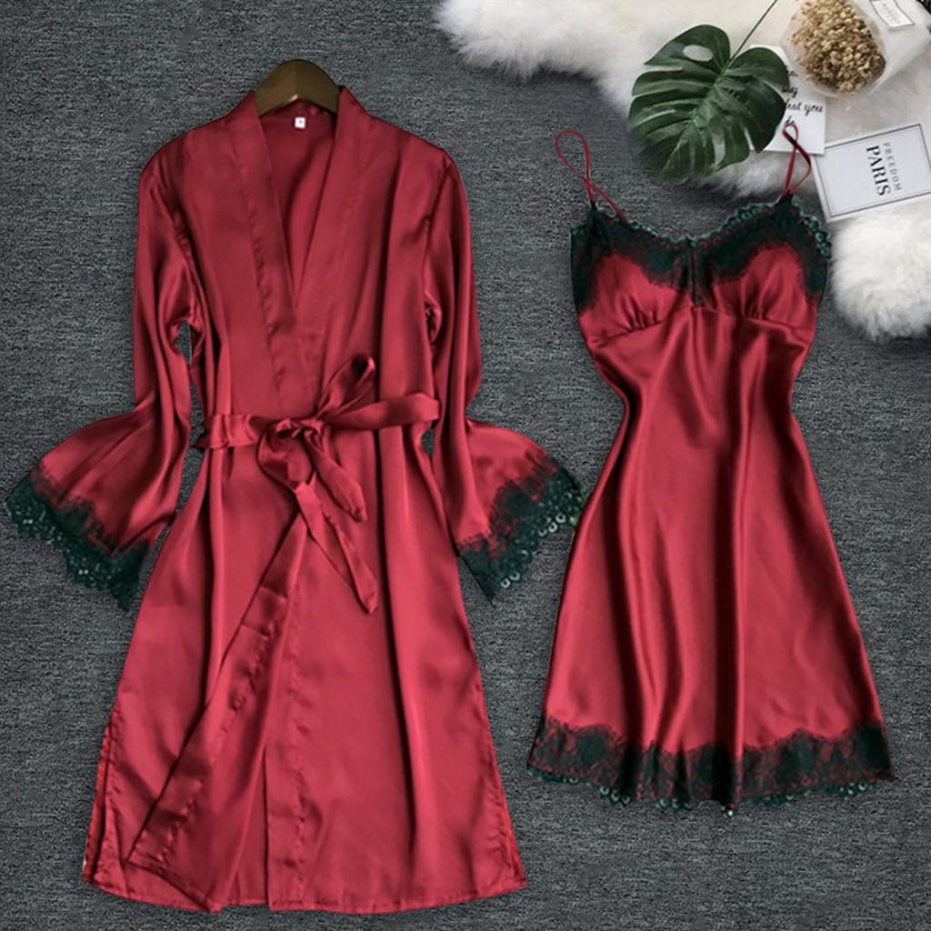 

Womens Plus Size Eyelash Lace Lingerie V-neck Lace Pajamas S червоний