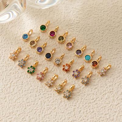 December Birthstone Necklace: Hexagonal & Round Zircon Pendant On Copper