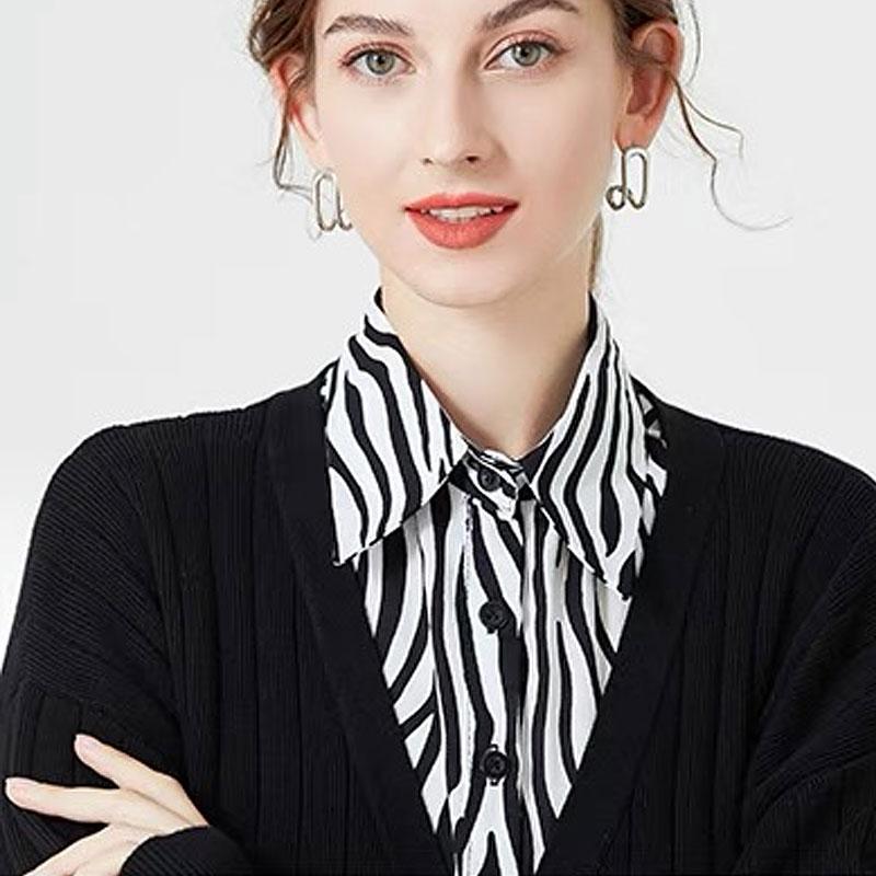 Striped Fake Collar Half Shirt Adjustable Fake Collar Detachable Elegant Fashion Faux False Collar for Women Girls