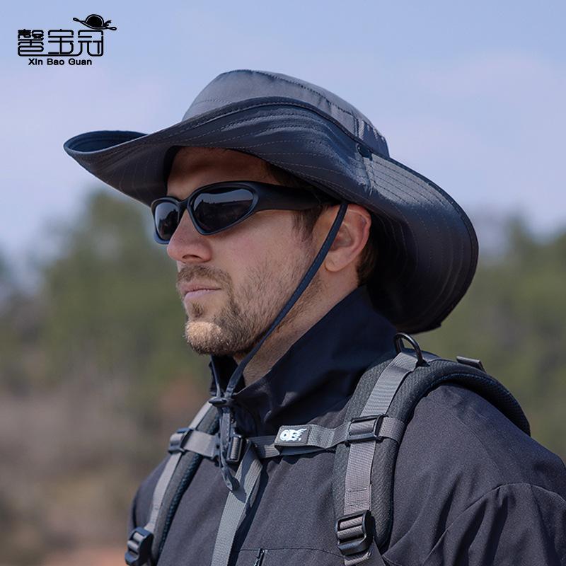 Summer breathable sun hat men's outdoor fishing mountaineering sun protection hat ice silk eaves UV protection bucket hat