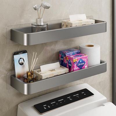 Pistolengrau Wandmontiertes Badezimmer-WC-Regal - Stanzfreies Aufbewahrungsregal