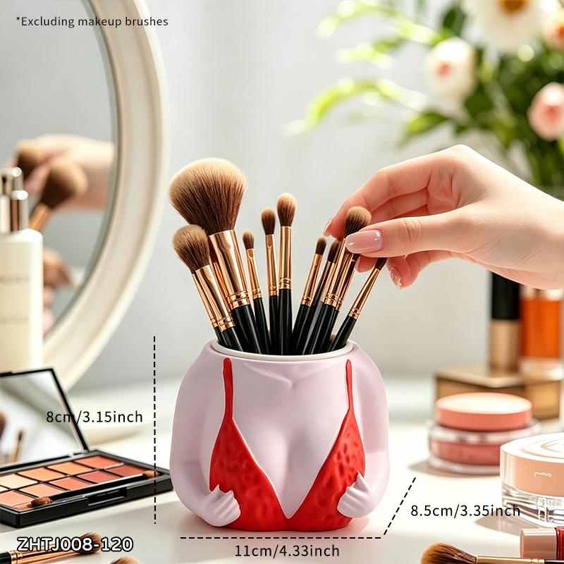 Nieuwigheid Vrouwelijk Lichaamsvormige Make-up Kwastbeker Hars Cosmetische Opbergbakje voor Kaptafel Badkamer Meisjeskamer Bureau Decor