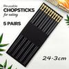 Black 5 PairsJapanese Chinese Chopsticks Black Sushi Sticks Fast Food Noodles Chopsticks Korean Tableware Kitchen Bar Supplies