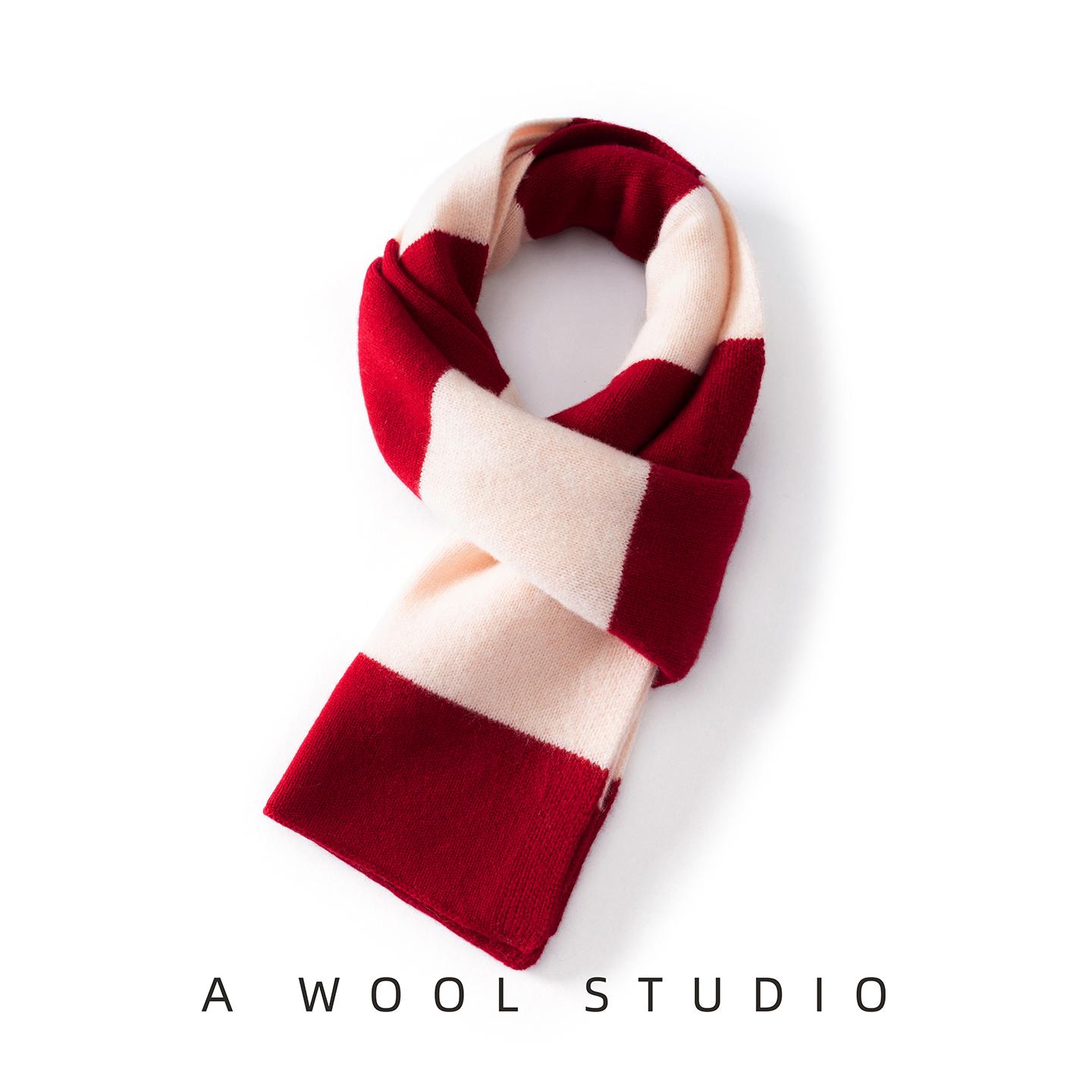 

Women 100% Pure Wool Color Block Scarf Knit Winter Warm Soft Stylish Versatile Lightweight Breathable Cold Weather Accessory червоний