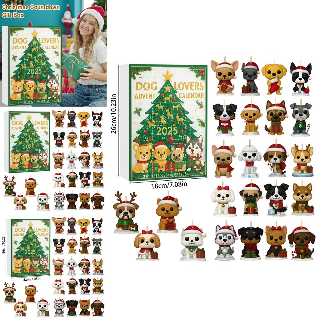 Dog Series Advent Calendar With Acrylic Festive Decor For Christmas Party Gifts