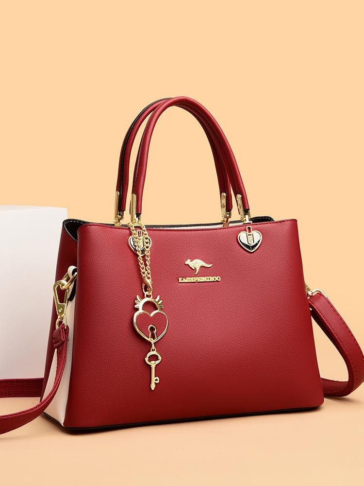 

Модная мягкая кожаная сумка большой емкости через плечо, сумка для мамы, женская сумка красный