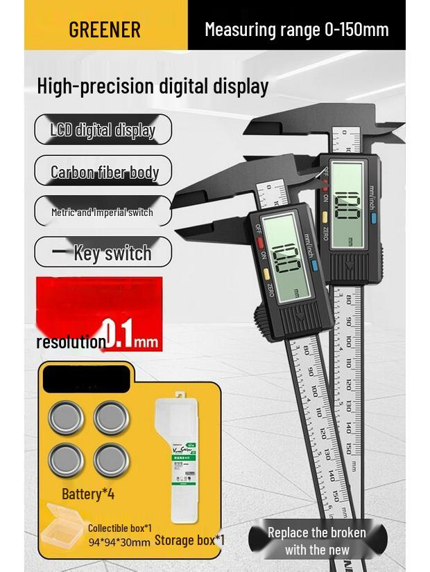 High-Precision Digital Caliper CN plug (adapter included)