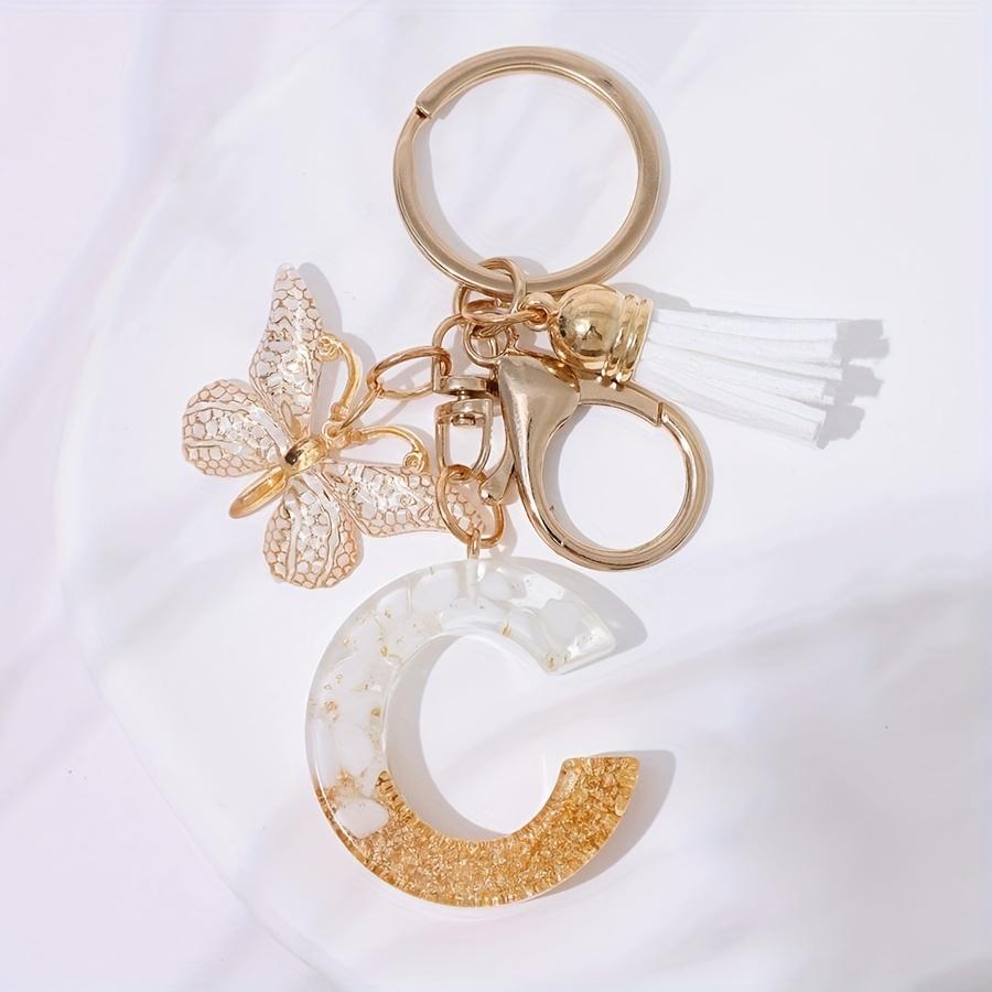 Keychain Pendant fashionable butterfly and initial key chain car decoration pendant, backpack key chain decoration