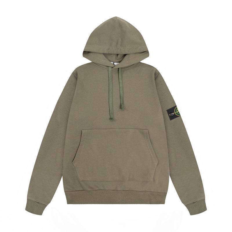 Unisex Terry Fleece Badge Hoodie - Solid Color, Long-Sleeve Island Style