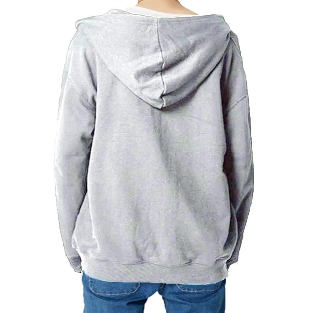 Men Hoodies Coat Zip Up Harajuku Hoodie Long Sleeve Spring Autumn Loose Casual Oversized Sweatshirts Jacket with Pocket
