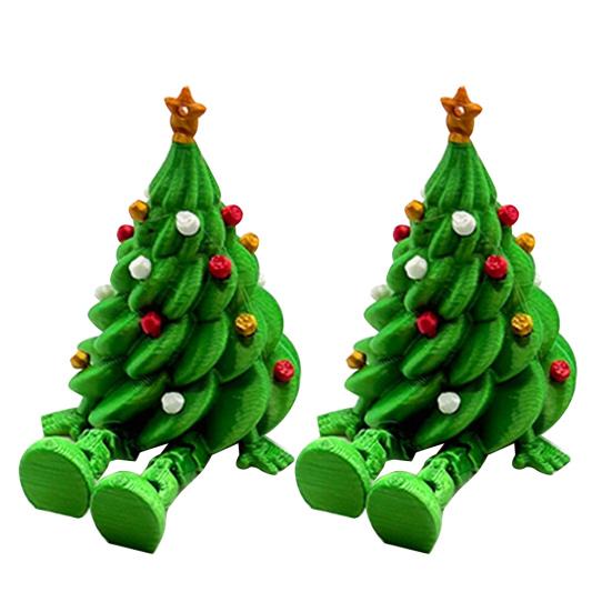 Articulated Christmas Tree Shelf Sitter 3D Printed Christmas Tree Desktop Figurine with Movable Joints Cute Holiday Desk Decor for Room Office