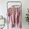 Special Pajama Summer Short Sleeve Trousers Lace Embroidery Nipple Coverage Silk Homewear Two-piece Set Suitable for Daily Wear Suit