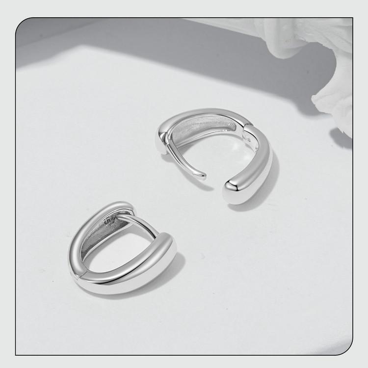 Aifle Daily Contrast Color Double Ring Earrings - S925 Sterling Silver Plated Platinum Jewelry for Women