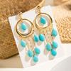 1Pair Bohemian Turquoise Earrings Geometric Acrylic Coral Shaped Earrings For Womens Trendy Jewelry Gift