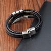 Hot Sale Multi-layer Leather Bracelet Stainless Steel Metal Luxury Bangles For Men Charm Accessories For Friend Husband Gifts