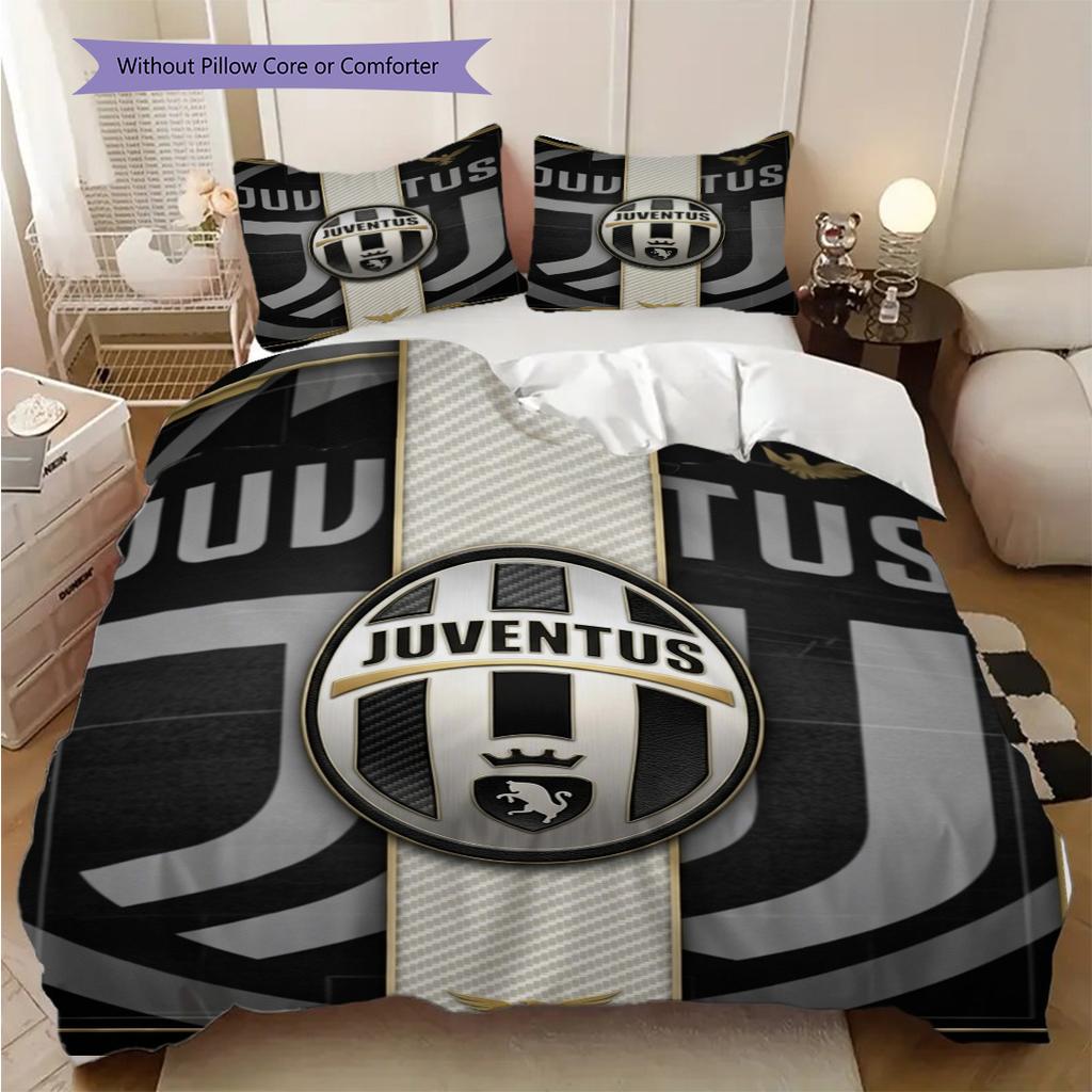 Biancheria da letto con stemma del Football Club Juventus (1 * copripiumino + 2 * federa, senza nucleo) Regalo di compleanno di Natale Copripiumino e federa